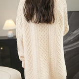 Chanyarn Women's 100%Merino Wool Seater 2025秋冬v頸部長袖ビンテージケーブルニットカーディガンセーター