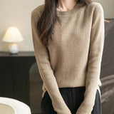 100% Merino Wool Ribbed Crewneck Sweater