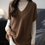 Merino Wool Casual V-Neck Knit Sweater Vest