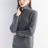 Mongolian Cashmere Soft Knit  Zip Neck Sweater