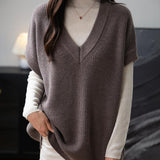 Merino Wool Casual V-Neck Knit Sweater Vest