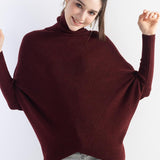 Micchiati di oversize di lana merino da donna 2025 Autunno inverno alla moda alla moda Turtleneck manica a pipistrella maglione
