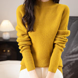 100% Merino Wool Seamless Ribbed Mockneck Sweater