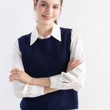 Merino Wool Cable Knit Sweater Vest