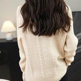 100% Merino Wool Turtleneck Cable Pullover