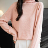 메리노 울 블렌드 컬러 블록 터틀넥 스웨터