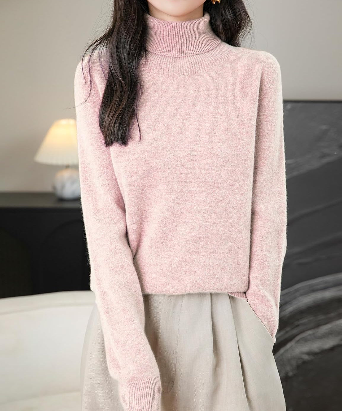 100% Merino Wool Seamless Turtleneck Sweater