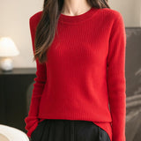 100% Merino Wool Ribbed Crewneck Sweater