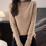 100% Merino Wool Seamless Ribbed Mockneck Sweater