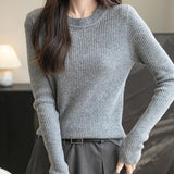 100% Merino Wool Ribbed Crewneck Sweater