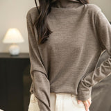 100% Merino Wool Turtleneck Travel Tee Sweater