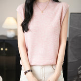 100% Merino Wool Casual Mock Neck Knit Vest