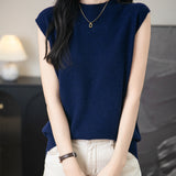 100% Merino Wool Casual Mock Neck Knit Vest