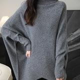 Chanyarn Women's Turtleneck100%Merino Wool特大セーター2025秋冬のバットウィング長袖ニットセーター
