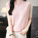 100% Merino Wool Casual Mock Neck Knit Vest