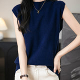 100% Merino Wool Casual Mock Neck Knit Vest