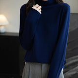메리노 울 블렌드 컬러 블록 터틀넥 스웨터