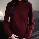 메리노 울 블렌드 컬러 블록 터틀넥 스웨터
