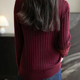 메리노 울 블렌드 컬러 블록 스탠드 칼라 스웨터