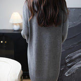 Merino Wool Blend Turtleneck Oversized Sweater Dress