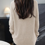 Merino Wool Blend Dragkedja Stickad Sweatshirt Cardigan