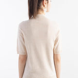 Merinoull Mock Neck Kortärmad sömlös stickad tröja