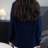 Merino Wool Blend Dragkedja Stickad Sweatshirt Cardigan