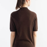 Merinoull Mock Neck Kortärmad sömlös stickad tröja
