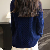 100% Merino Wool Vintage Crewneck Cable Knit Sweater