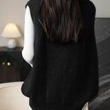 100% Merino Wool V-Neck Button Cable Knit Sweater Vest