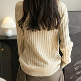 메리노 울 블렌드 컬러 블록 스탠드 칼라 스웨터