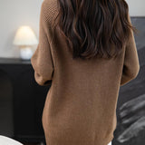 Merino Wool Blend Dragkedja Stickad Sweatshirt Cardigan
