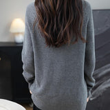 Merino Wool Blend Dragkedja Stickad Sweatshirt Cardigan