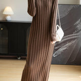 Merino Wool Blend V-Neck Ribbed Bodycon Knit Dress