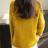 100% Merino Wool Vintage Crewneck Cable Knit Sweater