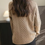 100% Merino Wool Vintage Crewneck Cable Knit Sweater