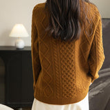 100% Merino Wool Vintage Crewneck Cable Knit Sweater