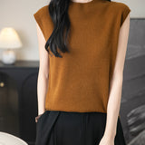 100% Merino Wool Casual Mock Neck Knit Vest