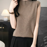 100% Merino Wool Casual Mock Neck Knit Vest
