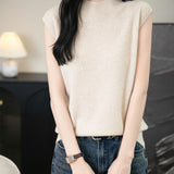 100% Merino Wool Casual Mock Neck Knit Vest