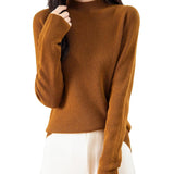 100% Merino Wool Seamless Ribbed Mockneck Sweater