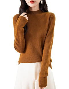 100% Merino Wool Seamless Ribbed Mockneck Sweater