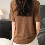 Chanyarn女性の100%メリノウールベースレイヤーシャツトップクルーネック半袖旅行ハイキングTシャツプルオーバーセーター