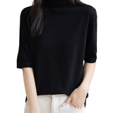 100% Merino Wool Turtleneck Tee Shirt Sweater