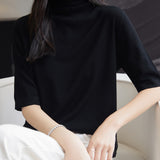 100% Merino Wool Turtleneck Tee Shirt Sweater