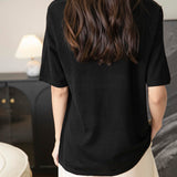 Chanyarn女性の100%メリノウールベースレイヤーシャツトップクルーネック半袖旅行ハイキングTシャツプルオーバーセーター