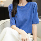 Chanyarn女性の100%メリノウールベースレイヤーシャツトップクルーネック半袖旅行ハイキングTシャツプルオーバーセーター