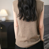 100% Merino Wool Casual Mock Neck Knit Vest
