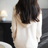 메리노 울 블렌드 골지 지퍼 후드 가디건