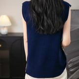 100% Merino Wool Casual Mock Neck Knit Vest
